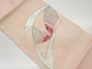 銀駒刺繍扇に菱模様名古屋帯